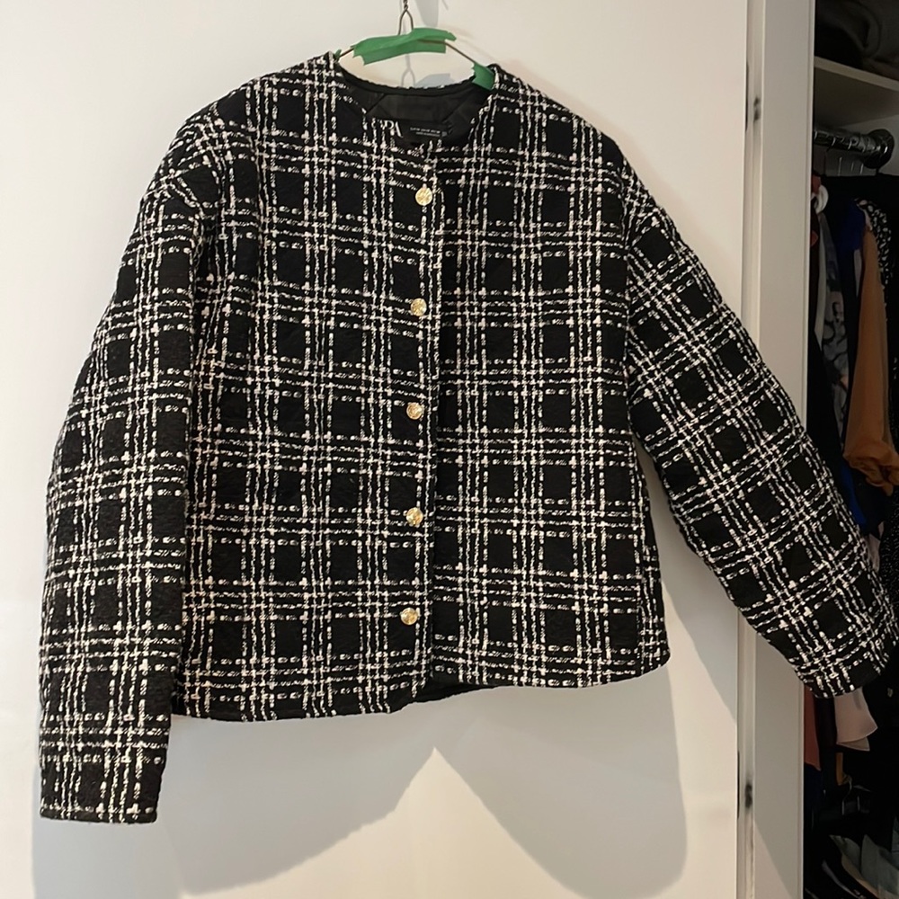 Zara quilted plaid jacket